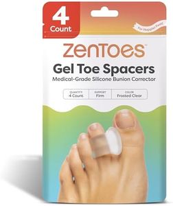 ZenToes Gel Toe Separators for Overlapping Toes, Bunions, Big Toe Alignment, Corrector and Spacer - 4 Pack (Firm Frosted Clear)