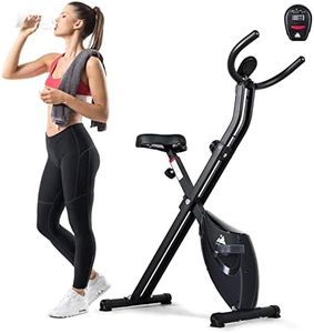 EVOLAND Exercise Bike, Foldable Exercise Bike with LCD Display and 8-Level Adjustable Resistance, 265LBS Max Load for Home Trainer Use