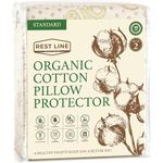 Standard Size 21 X 27” Set of 2 Premium Organic Cotton Waterproof Zippered Pillow Protector 100% Cotton, Hypoallergenic, Bed Bug Proof, Soft & Breathable Pillow Case Cover - Rest Line