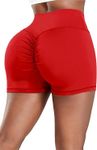 CFR Womens Workout Scrunch Shorts Peach Butt Lifting High Waist Anti Cellulite Textured Sexy Booty Hot Pants, B1-scrunch Fire Red, X-Small