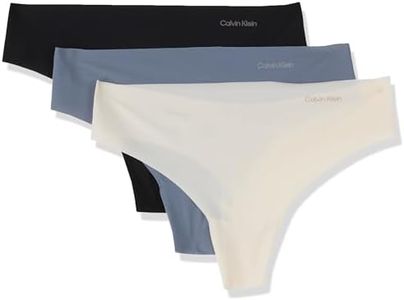 Calvin Klein Women's Invisibles Micro Thong, Small (Pack of 3), Black/Ivory/Flint Stone