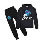 Boy's Lightning Cat Youtuber Tracksuit Pullover Hoodie Jogging Pants Set 2 Pieces Sweatsuit for 6-13 Years (7-8 years, Black)