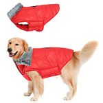 Western Era Windproof Dog Winter Fur Coat, Waterproof Dog Jacket, Warm Dog Vest, Cold Weather Pet Apparel with 2 Layers Fleece Lined for Small Medium Large Dogs (Red) (XLarge - 30 inch)