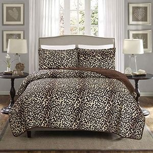 GrandLinen 3-Piece King Size Quilt Set Fine Animal Print Oversized (118" X 95") Bedspread .Coverlet Bed Cover in Brown, Black Leopard Print