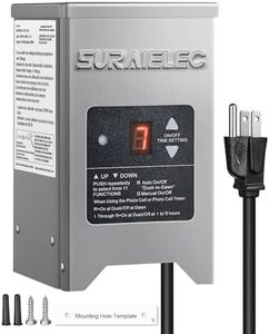 SURAIELEC Low Voltage Landscape Transformer, 200W Outdoor Light Transformer with Timer and Photocell Sensor, 120V to 12V 15V AC Multi Tap, Waterproof Power Supply, Stainless Steel Housing