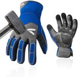 Vgo... 1-Pair Work Gloves for Men,Gardening Gloves,Cow Leather Safety Work Gloves, Anti-slip Gription Workc Gloves(Size M,Blue,CA7777)