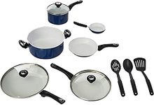 Farberware Purecook Ceramic Nonstick Cookware Set, 12 Piece (Blue)