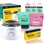 Mylee Professional Complete Waxing Kit with Wax Heater, Hard Wax Beads 500g, Applicator Spatulas, Pre & After Care Gel, Equipment Cleaner (Kit with Both Wax Pouches)