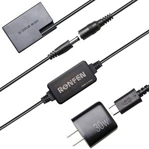 RONFEN DR-E18 DC Coupler LP-E17 Dummy Battery USB-C Cable PD Adapter Kit ACK-E18 AC Power Adapter for DSLR Cameras Canon EOS Rebel SL3 SL2 T8i T7i T6i T6s 77D RP 850D 800D 760D 750D 200D Fully-decoded