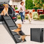 Extra Long 67’’ Dog Ramp for Car, Car Ramps for Large Dogs with Non-Slip Soft Surface, Folding Pet Ramps for Dog to Get into Car SUV Truck, Portable Steps for Small Medium Large Dogs up to 250LBS