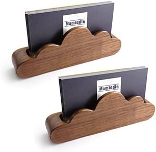 Mamiddle Tarjeteros de Escritorio Caja para Tarjetasde Visita de Madera Soporte de Exhibición Organizador para Tarjeta de Presentación de Oficina (Nubes - 2 uds.)