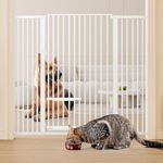 YITAHOME Extra Tall 55" High Metal Dog Gate with Cat Door, 29.5"- 48" Wide Auto Close Pet Gate Indoor for Stairs, Doorways, House, No Drilling Pressure Mount, Sturdy, White