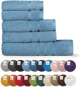 Bassetti Morbido Asciugamano Asciugamani 480 gr 100% Cotone Set da 5 pz (2 da 58x105 cm + 2 da 38x55 cm + 1 da 70X140 cm) - Collezione MONIQUE - CIELO BA