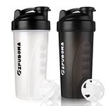 GIFUBOWA Shaker Bottles - 2 pack 28 oz Gym Blender Shaker Bottle for Protein Mixes or Powdered Drinks for Sport Matte Black and White