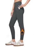 Willit Women's Fleece Lined Jogger Pants Zipper Pockets Water Resistant Winter Hiking Sweatpants Thermal Running High Waisted Deep Gray L