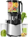 Cold Press Juicer, 5.8" Wide Feed Chute, 400W Slow Masticating Juicer Extractor Supports High Juice Yield, Whole Vegetables & Fruits, Silver Gray