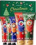 Christmas Hand Lition Kit-2Pcs Scented Moisturizing Body Lotion and 3Pcs Small Hand Cream for Dry Cracked Skin & Hand,Natural Fragrance Travel Size Hand Lotion,Skin Care Gift Set Stocking Stuffers for Women Men