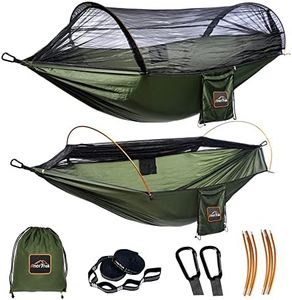 AnorTrek Professional Camping Hammock with Mosquito Net, Lightweight Portable Double Hammock with Two 10 FT Hammock Tree Straps, 230T Nylon Hammock for Camping Hiking Garden Backpacking (Green)