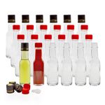 Cornucopia 3oz Mini Hot Sauce Bottles (24-Pack); Little Sauce Bottles w/Red Caps, Dripper Inserts, and Black Shrink Bands