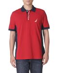 Nautica Men's Short Sleeve Color Block Performance Pique Polo Shirt, Nautica Red, XX-Large