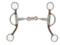 AJ Tack Wholesale Three Piece Horse Training Rein bit Copper Roller Short