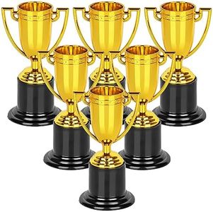 WINKIO Mini Trophies, 6 Pack Gold Trophy Award, Plastic Trophies for Kids, 4 Inch Trophy Cups, Award Trophies for Party Favors, Props, Rewards, Winning Prizes, Competitions Ceremony Parties Favor