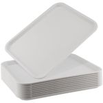 ZOENHOU 10 Pack 16 x 12 Inch Fast Food Tray, 41.5 x 30.5cm Rectangular Plastic Restaurant Serving Tray, Plastic Food Trays for Serving Food, White