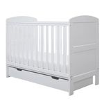 Ickle Bubba Coleby Mini Cot Bed with Under Drawer – 3-in-1 Cot, Toddler & Day Bed, Adjustable Base (3 Heights), Space-Saving, Suitable from Birth to 4 Years (Incl. Premium Sprung Mattress)