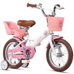 Glerc SASHA 12 Inch Kids Bike for Age 2 3 4 Years Old Little Girls Toddlers Retro Vintage Style Children Bicycles with Doll Bike Seat & Stabilisers White