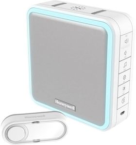 Honeywell Home DC915S Serie 9, Timbre Portátil, Inalámbrico, con Led y con Pulsador (Blanco)