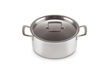 Le Creuset 3-Ply Stainless Steel Shallow Casserole with Lid, 24 x 11.7 cm, 96200724001000, Silver