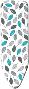 Minky Easy Fit Ironing Board Cover, Ironing Board Covers 115 x 38 cm, Elasticated Minky Ironing Board Cover, Double Layer Foam, Washing Machine Save, Made in the UK, Blue Leaves
