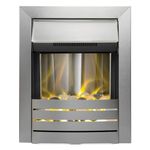 The Adam Helios Brushed Steel Electric Fire with Pebble Bed Glow Effect