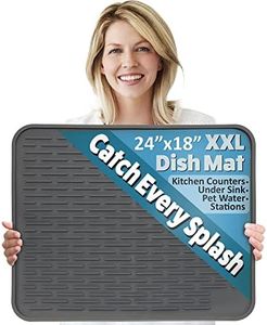 XXL Silicone Dish Drying Mat for Kitchen Counter or Under Sink, 24" x 18" Extra Large, Waterproof Pet Feeding Mat, Water Bowls, Under Drying Racks for Dishes, Coffee Bars, Bar Mats (Slate Grey)