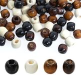 200Pcs Large Hole Barrel Wood Beads