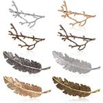 Womens Hair Clip, Fascigirl 8 PCS Metal Hairpin Vintage Tree Branch Alloy Feather Leaf Barrette