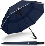 Weatherman Umbrella - Stick Umbrella - Windproof Umbrella Resists Up to 55 MPH Winds (Navy Blue)