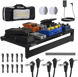 Augioth Large Guitar Pedal Board with Case & 10-Way Isolated Power Supply – 19.8" x 11.87" x 4" Durable Pedalboard, Noise-Free Outputs, Easy Cable Management – Perfect for Guitar & Bass Effects Pedals