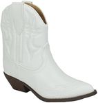 Soda Women Cowgirl Cowboy Western Stitched Ankle Boots Pointed Toe Short Booties Rigging-S, White, 7 US