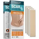 NUVADERMIS Silicone Scar Sheets - Extra Long Scar Sheets for C-Section, Tummy Tuck, Keloid, and Surgical Scars - Reusable Medical Grade Silicone Scar Sheets - Pack of 4 - Light Tone
