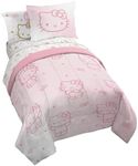 Jay Franco Hello Kitty Full Comforter Set - 7 Piece Bedding Includes Sheet Set & Pillow Covers - Super Soft Pink Bedding