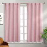 BGment Rod Pocket and Back Tab Curtains for Bedroom - Thermal Insulated Room Darkening Curtains for Living Room, 2 Window Curtain Panels (38 x 45 Inch, Baby Pink)