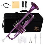 Glory Bb Trumpet - Trumpets for Beginner or Advanced Student with Case, pair of gloves-Purple