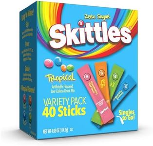 Skittles Singles To Go Tropical Variety Pack, Watertok Powdered Drink Mix, Zero Sugar, Low Calorie, Includes 4 Flavors: Strawberry Starfruit, Mango Tangelo, Kiwi Lime, Pineapple Passionfruit, 1 Box (40 Single Servings)