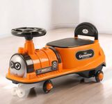 kidsROAR Panda Car For Kids Train Shape - Push Car Magic Swing Fun Musical Rider With Lighting Silicone Wheels, Music, And Lights - Perfect For Ages 1 To 5 Years & Up | 100Kg Capacity, Orange