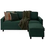 Best Choice Products Upholstered Sectional Sofa for Home, Apartment, Dorm, Bonus Room, Compact Spaces w/Chaise Lounge, 3-Seat, L-Shape Design, Reversible Ottoman Bench, 680lb Capacity - Dark Green