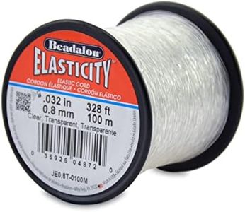 Beadalon Elasticity Stretch Cord - Clear & Strong 0.8mm Size, 100m Roll - Ideal Jewelry Making Supplies, Perfect Elastic String for Friendship Bracelets