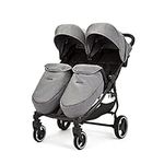 Ickle Bubba Venus Prime Double Stroller (Space Grey with Black Handles) Multi-Position, Foldable, All-Terrain Performance, Quilted Seat, Ventilation and UPF 50+ Hood