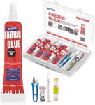 Liquid Stitch Fabric Glue Permanent (10 ML x 6), Fabric Glue for Clothing Permanent Washable for Rhinestones, Patches, Clothes, Denim, Leather, Polyester, Fabrics, Doll Repair, Flannel, Cotton & More