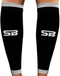 SB SOX Compression Calf Sleeves (20-30mmHg) for Men & Women - Perfect Option to Our Compression Socks - for Running, Shin Splint, Medical, Travel, Nursing, Cycling, and Leg Pain (Black/Gray, Small)
